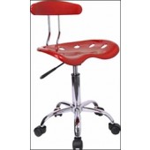 Vibrant Wine Red And Chrome Computer Task Chair with Tractor Seat 