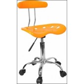 Vibrant Yellow And Chrome Computer Task Chair with Tractor Seat 