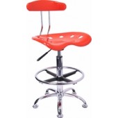 Vibrant Red and Chrome Drafting Stool with Tractor Seat