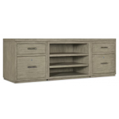 Hooker Furniture Home Office Linville Falls 84" Credenza with 2 Small Files and Open Shelves