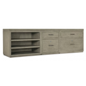 Hooker Furniture Home Office Linville Falls Credenza - 96in Top-Small File-Lateral File and Open 