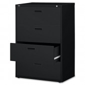 Lorell Four Drawer 30"W Black Lateral File Cabinet