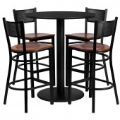 Round 36" Black Laminate Bar Height Table W/4 Bar Stools