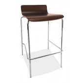 Cafe Height, Low Back Wood Stool w/Chrome Base  