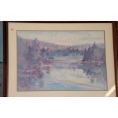 Framed Art - Watercolor in Blues & Shades of Burgundy