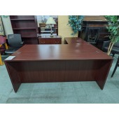 Used Mahogany Laminate L-Shaped Desk