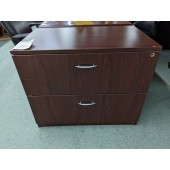 Used Mahogany Laminate Lateral File Cabinet by Lorell