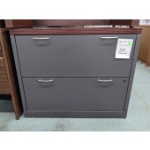 Used Gray and Mahogany Lateral File Cabinet by Global