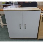 Maple and White Laminate Storage Cabinet