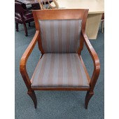Used Wood and Striped Upholstered Side Chair by HBF