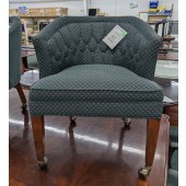 Used Green Upholstered Rolling Side Chair