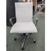 Closeout White Leather Executive Chair by Global