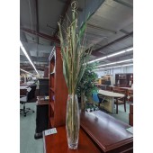 Used Glass Vase with Greenery Arrangement