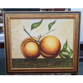 Used Framed Art with Peaches on Canvas