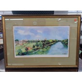 Used Framed Art with RIver and City Scape