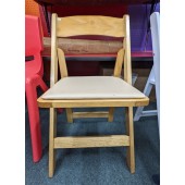 Used Wood Folding Chair with Padded Seat, Natural