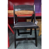 Used Wood Folding Chair with Padded Seat, Black