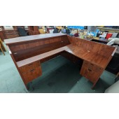 Used Cherry L-Shaped Reception Desk by OfficeSource