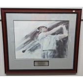 Framed Art with Golfer Ben Hogan, "The Hawk"