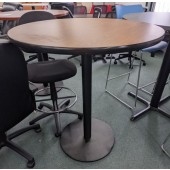 Closeout Round High Top Table, Medium Woodgrain