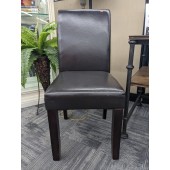 Used Faux Brown Leather Parson's Chair