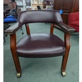 Used Faux Leather Side Chair with Casters