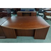 Used Bowfront Executive Desk and Credenza Set