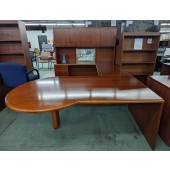 Used U-Shaped Peninsula Desk with Hutch 