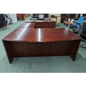 Used Mahogany Bow Front L-Shape Desk