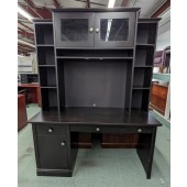 Used Computer Desk and Hutch, Ebony