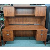 Cherry Laminate Credenza and Hutch 