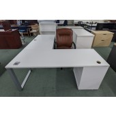 Used White L-Shape Desk