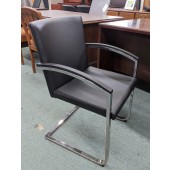 Used Black Faux Leather and Chrome Guest Chair 