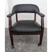 Black Faux Leather Guest Chairs with Casters