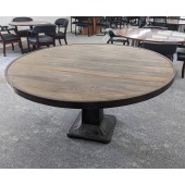 Used Wood and Metal 60" Round Conference Table