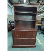 Used Cherry Lateral File with Bookcase Hutch 