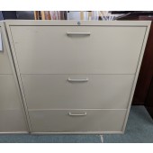 Used Metal 3-Drawer Lateral File Cabinet, Tan