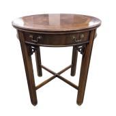 Used Lane Chinese Chippendale Mahogany Round Side Table 