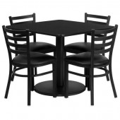 Square 36" Black Laminate Table W/4 Chairs