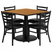 Square 36" Natural Laminate Table W/4 Chairs