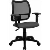 Contemporary Mesh Task Chair Gray Fabric Seat with Arms