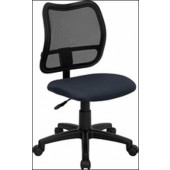 Contemporary Mesh Task Chair - Navy Blue Fabric Seat 