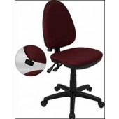 Burgundy Fabric Multi-Function Task Chair with Adjustable Lumbar Support 