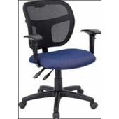 Navy Blue Fabric and Mesh Task Chair with Arms