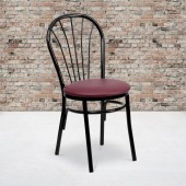 HERCULES Series Fan Back Metal Chair - Burgundy Vinyl Seat 