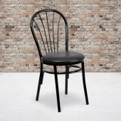 HERCULES Series Fan Back Metal Chair - Black Vinyl Seat 
