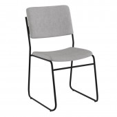 HERCULES Series 500 lb. Capacity High Density Gray Fabric Stacking Chair with Sled Base