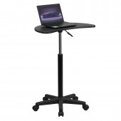 Height Adjustable Mobile Laptop Computer Desk with Black Top