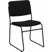 1000 lb. Capacity High Density Black Fabric Stacking Chair with Sled Base