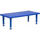 24x48 Height Adjustable Rectangular Blue Activity Table